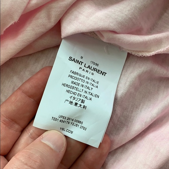 Saint Laurent YSL Distressed Pocket Tee - Rose - Picture 5 of 11